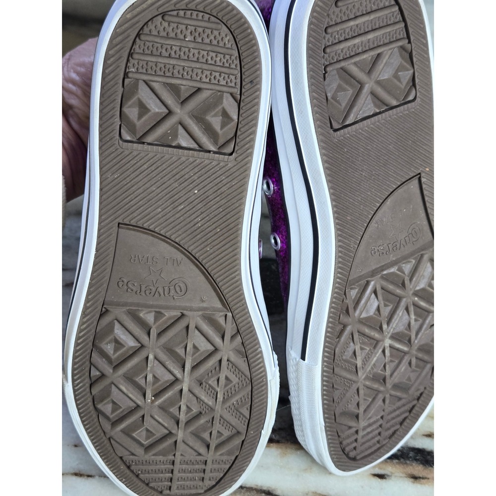 Converse Chuck Taylor All Star Purple Glitter Low  Sneakers Junior Sparkly Eu 36 - Picture 7 of 10